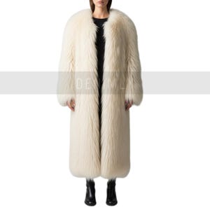 White Sheep Fur Coat: Full-Length Luxe Winter Outerwear