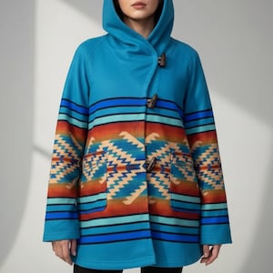 Yellowstone Beth Dutton Inspired Cowgirl Jacket Fleece Vintage Turquoise Presents for Mom