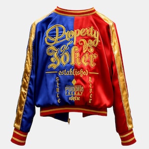 Handmade Printed Satin Jacket Women's Retro Varsity Style Bomber Streetwear