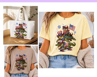 4th of July Patriotic Animals PNG, USA Otter Turtle Alligator Sublimation Design, Independence Day Shirt PNG, American Flag Digital Download
