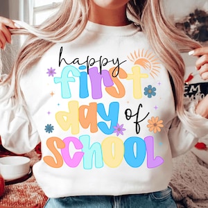 Happy First Day Of School Png,1st day Of School Png,Preppy First Day of School Png Design, Back To School Png