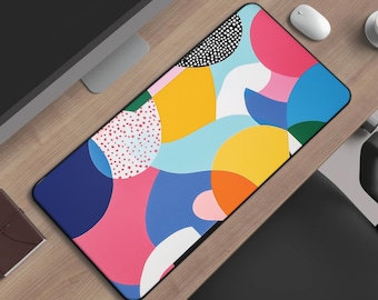 Colorful Abstract Mouse Pad, Modern Geometric Desk Mat, Bold Pattern Mousepad, Artistic Office Decor Pop Art Gift For Coworker Student 00265