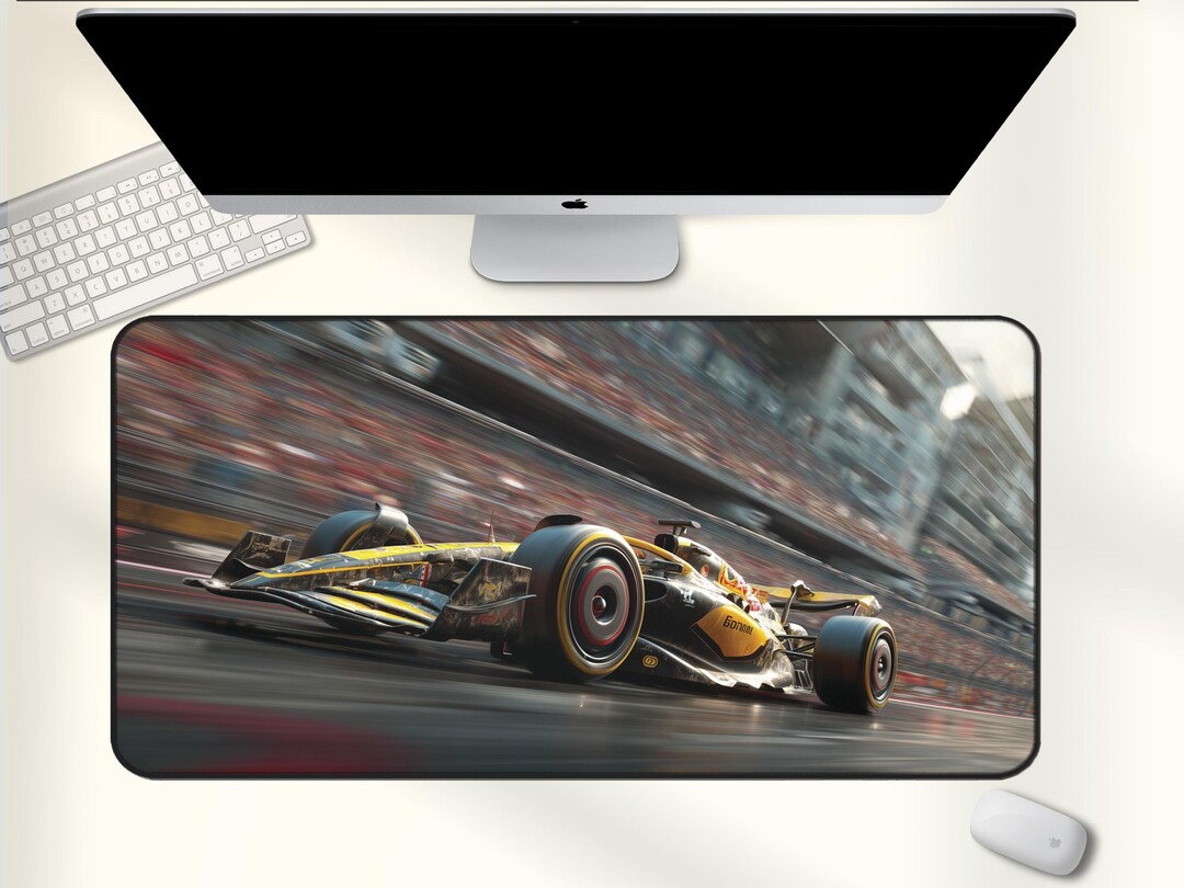Formula Style Race Car Mouse Pad, Yellow Racing Desk Mat, Fast Car Gift ...