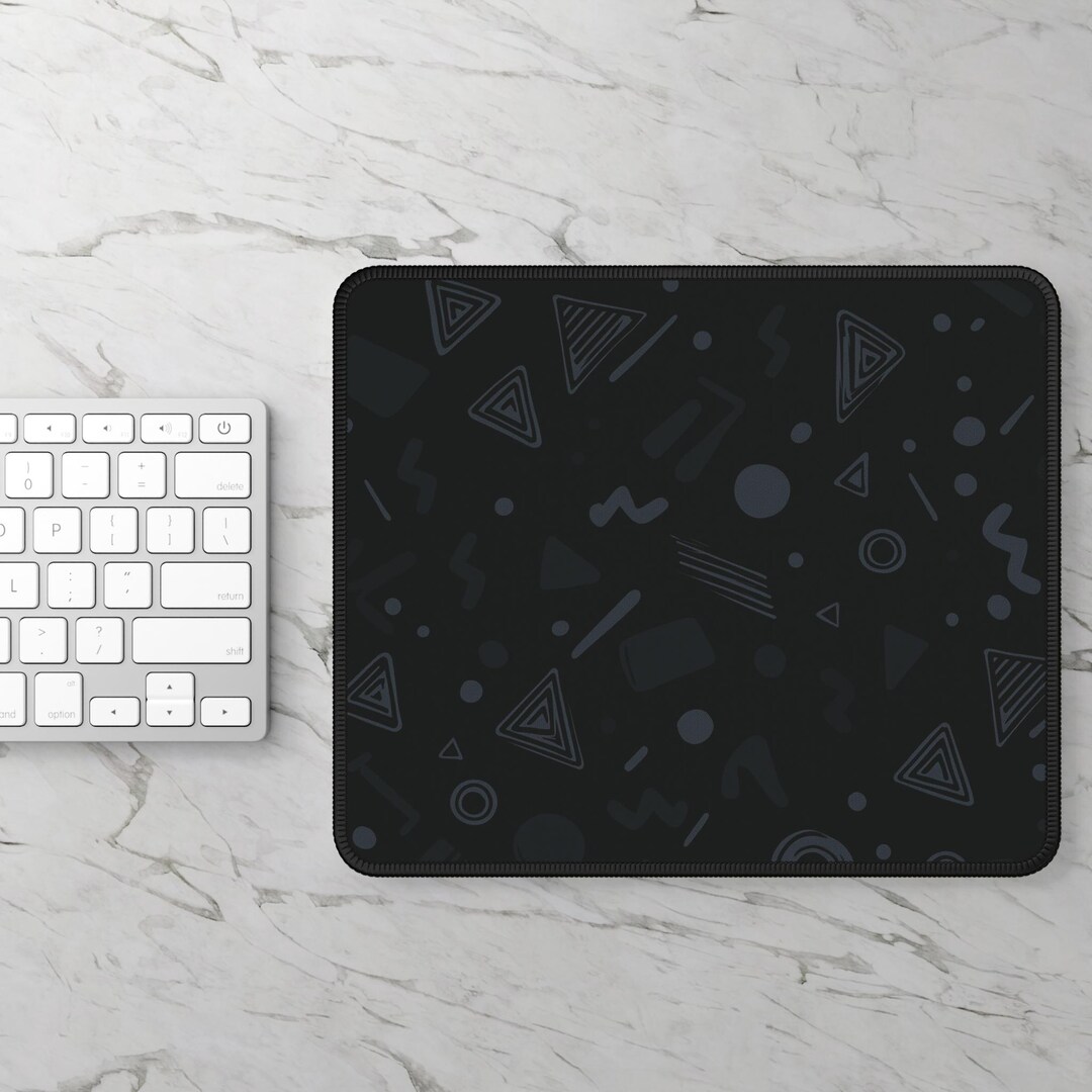 Black Geometric Desk Mat, Dark Minimal Pattern Desk Pad, Modern ...