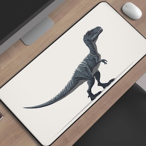 Dino Mouse Pad, Raptor Desk Mat for Kids & Adults, Jurassic Desk Accessory, Cool Gaming Mat Gift, Large Minimalist Dino Mousepad 00197