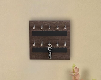Porta-chaves de madeira para parede – Organizador de entrada elegante com ganchos – Decoração moderna para chaves e itens essenciais