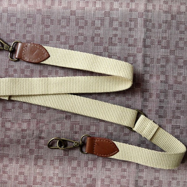 32-47 inch Long / 1 inch Wide Adjustable Cotton Webbing Beige Straps for Bag or Purse