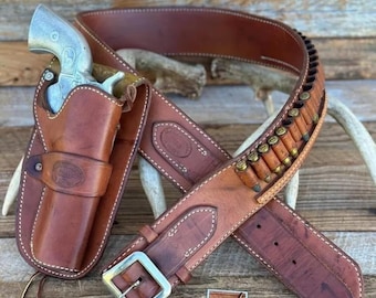Ceinture en cuir neuve avec étui droit pour canon de .44/45 fit jusqu'à 4-7" Livraison gratuite dans le monde entier