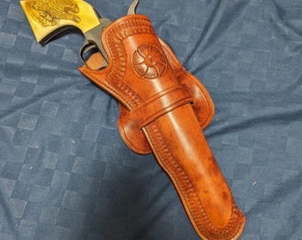 Leather Western style holster Right hand gift for Usa fit Barrel 7 to 8"