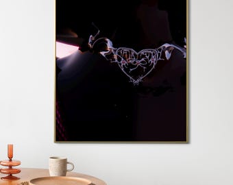 Y2K Chrome Heart Poster, Gothic Cybercore Wall Art, Dark Bedroom Decor (Digital Download)