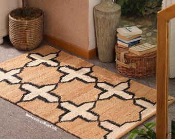 Flachgewebe Hanf Teppich - Läufer Für Flur, Wohnzimmer Teppich, Streifen Läufer Für Treppen Dekor, Tufted Teppich, Vintage Wohndekor Teppich