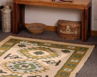 Wool Jute Kilim Rug, Handwoven Wool Jute Rug, Kilim Jute Rug, Flatweave Rug, Bohemian Rug, Indian Dhurrie Rug, Navajo Kilim Rug, Custom Rug