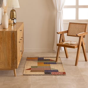 Boho Handmade Wool Jute Rug -  Farmhouse Kilim Reversible Living Room Rug, Natural Braided Kilim Rug, Custom Size Rug, Decorative Rug 7x8,