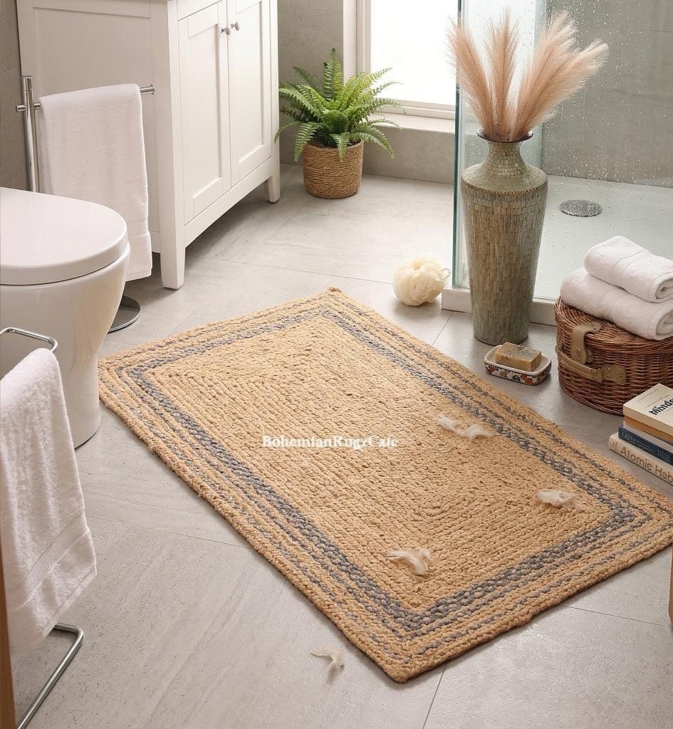 Bordered Jute Rug Handmade Natural Jute Rug, Solid Border Jute Rug, Custom Size Rug ...
