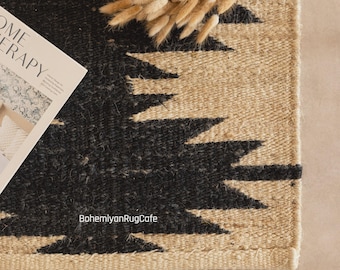 Handwoven Jute Rug – Boho Natural Fiber Hallway Runner, Custom Size Area Rug