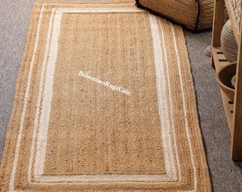 Natural Jute Runner Rug, Handwoven Hallway Runner, Eco Friendly Boho Decor, Custom Size Floor Carpet Runner Rug