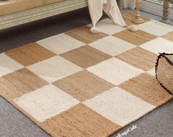 Handwoven Hemp Jute Rug, Boho Chic Natural Fiber, Eco-Friendly Indoor Carpet