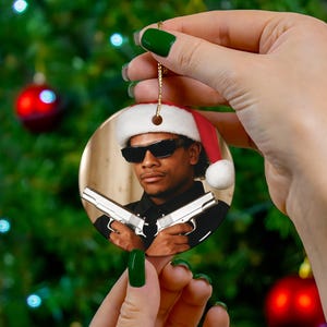 90s Gangsta Rap Christmas Ornament, Hip Hop Santa
