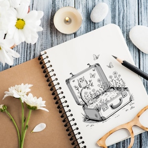 Coloring, coloring page, simple coloring pages, kawaii suitcases, relaxing activity for adults, anti-stress, cute patterns