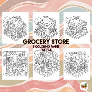 Cozy Grocery Store: Cute Fruits, Lots Of Interesting Details To Color by Doodle Joy