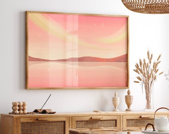 Sunrise art print, sunrise landscape, calm sunrise, calm landscape, calming print, calming decor, calm landscape print, pink sunrise