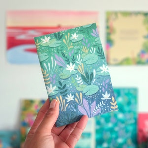 Small cute notebook, lilies notebook, A6 notes journal, gift for color lover, A6 notebook, cute gift, cute stationery, waterlily notebook