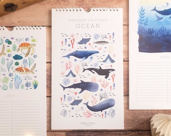 Perpetual Calendar for Sea Lovers and Marine Biologists, Ocean-themed birthday calendar