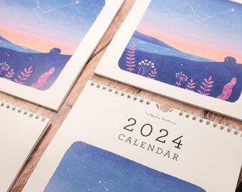 2024 travel calendar, Wall calendar, calendar, gift for travel lover, calendars and planners, paper calendar, paper love, 12 months calendar