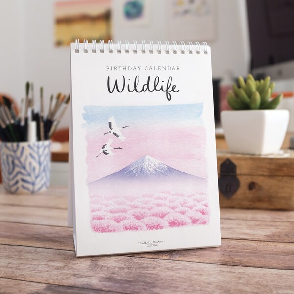 Desk birthday calendar, desk perpetual Calendar, perpetual birthday calendar, Animal calendar, Gift for animal lover, Fauna & Flora Calendar