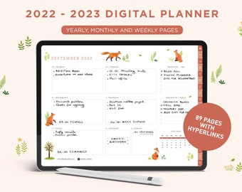 Goodnotes planner, digital agenda, interactive planner, digital planner for Goodnotes, digital planner for ipad, 2022 2023 digital planner