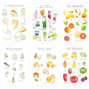 Set of 6 kitchen printables, digital food print, kitchen poster set, food print set, Digital Kitchen Print Set, Kitchen art printable set