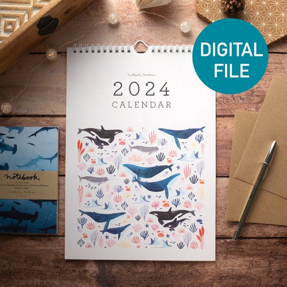 2024 Printable Calendar, Printable Wall Calendar, Digital 2024