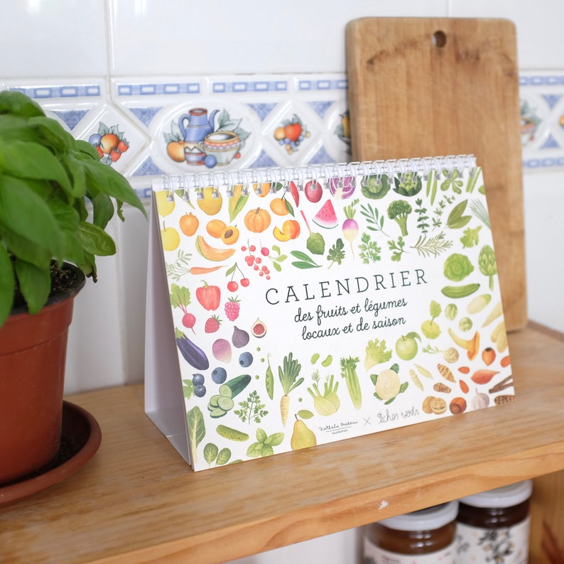 Calendrier des légumes, cadeau pour les produits écologiques et locaux, mode de vie sain, Calendrier de cuisine, Calendrier saisonnier, Cadeau pour végétarien, image 1