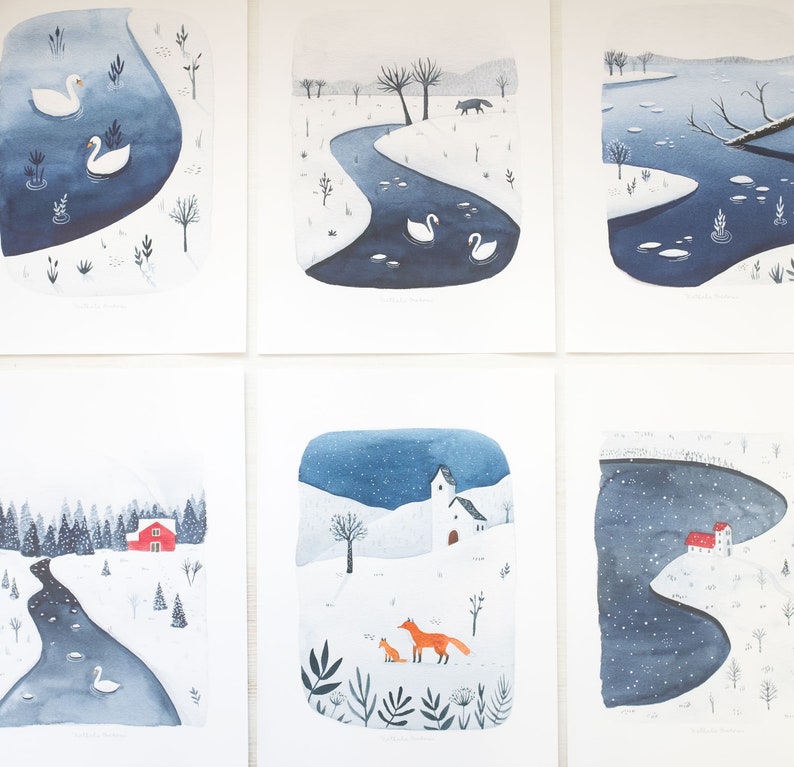 Winter Landscape Art Archival Art Print Archival A4 Print Etsy