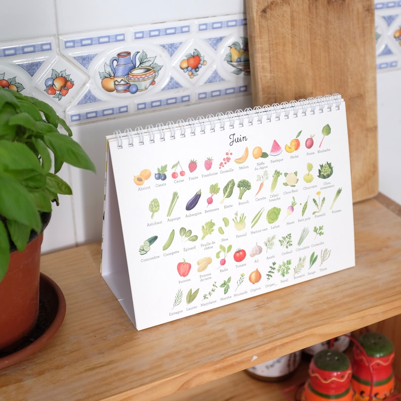 Calendrier des légumes, cadeau pour les produits écologiques et locaux, mode de vie sain, Calendrier de cuisine, Calendrier saisonnier, Cadeau pour végétarien, image 4