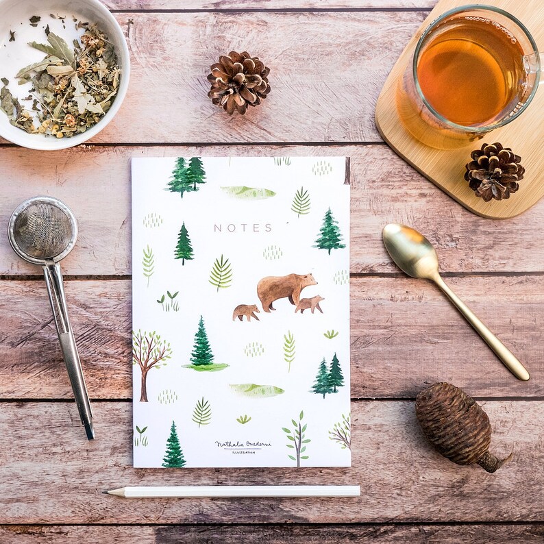 Forest notebook animal notebook whimsical journal Dot grid Etsy