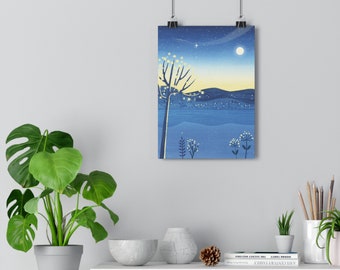 Impression d'art giclée paysage heure bleue des amoureux de la nature - art mural décoration maison pour les amateurs de nature