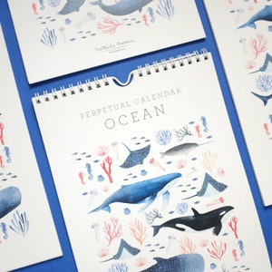 Calendario da parete di compleanno, calendario perpetuo, calendario oceanico, regalo per biologo marino, regalo per amante delle balene, regalo per amante del mare, calendario delle balene