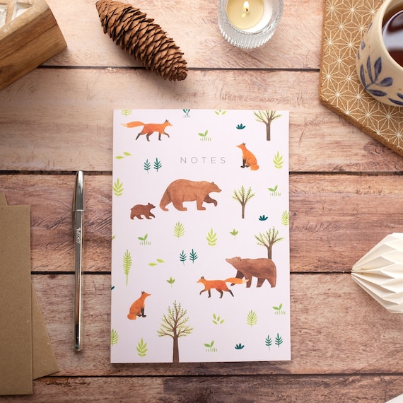 Cute notebook, Fox lover, forest lover, Woodland stationery, notebook A5, forest notebook, notebook journal, notebook for work