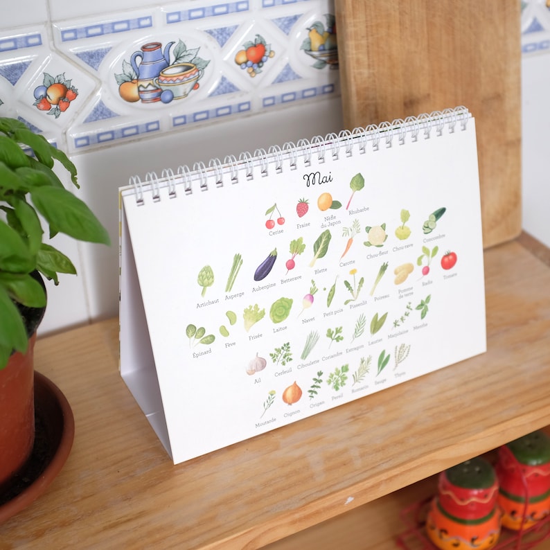 Calendrier des légumes, cadeau pour les produits écologiques et locaux, mode de vie sain, Calendrier de cuisine, Calendrier saisonnier, Cadeau pour végétarien, image 3