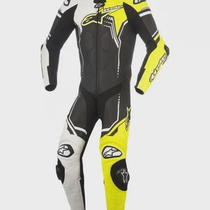 Alpinestars Racing Motorcycle Leather Biker Suit, Genuine Cowhide Leather Biker Suit, CE Approved Protectors Biker Suit, Gift For Him or Her