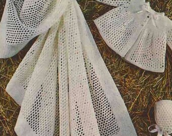 Vintage Baby Cardigan Set Knitting Pattern, 3 Ply (PDF Download)