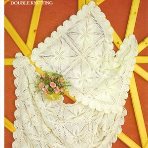 Baby blanket pram cover knitting pattern vintage PDF instant download - start making it today!