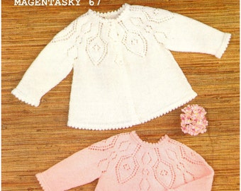 Vintage baby cardigan matinee coat angel top knitting pattern newborn PDF instant download