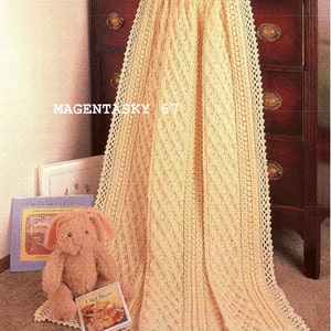 Vintage afghan blanket throw aran style crochet pattern newborn Christening Baptism present PDF instant download