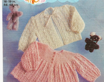 Vintage knitting pattern baby cardigan matinee coat newborn Patons PDF instant download