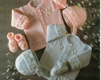 Vintage Baby Cardigan Set Knitting Pattern, Peter Gregory (PDF Download)