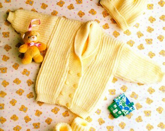 Vintage Baby Cardigan Set Knitting Pattern: Hat & Booties (PDF Download)