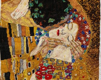 Handmade Gustav Klimt The Kiss Cross Stitch Tapestry (27.5cm)