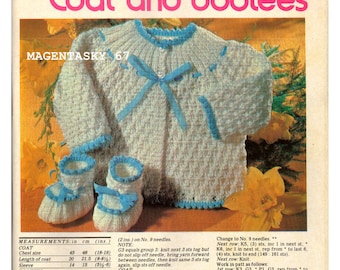 Vintage baby cardigan matinee coat booties bootees knitting pattern newborn PDF instant download